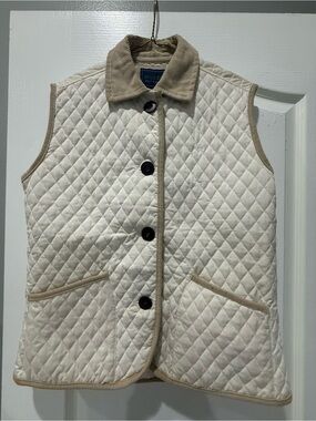 Niceto Polo Campo Quilted Ivory Jacket with Tan Corduroy Collar